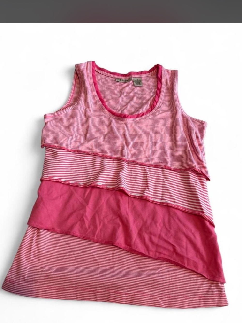 fresh Pink Layered Stripe Tank Top